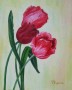 Kunstwerk  bloemen-realistisch: 3 Tulpen