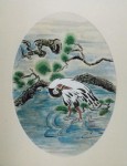chinese  penseelschildering:  KRAANVOGEL