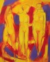 3 figuren in rood/geel/paars Kunstwerk 3 figuren in rood/geel/paars
