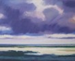 rivierenlandschap met bewolkte lucht Kunstwerk rivierenlandschap met bewolkte lucht