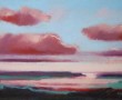 landschap met rode wolk Kunstwerk landschap met rode wolk