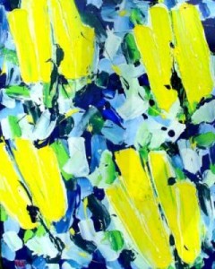 ~ 4 Gele Tulpen - acrylverf op linnen - (100x80) ~