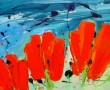 Kunstwerk ~ Tulpenlandschap Rood - acrylverf op linnen - (60x90) ~