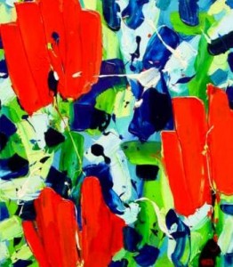 ~ 3 Rode Tulpen - Acrylverf op linen (80x70) ~ ~ 3 Rode Tulpen - Acrylverf op linen (80x70) ~