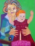 Koninginnentroon portret van een grote en een kleine koningin Kunstwerk Koninginnentroon portret van een grote en een kleine koningin