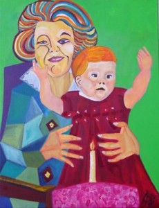 Koninginnentroon portret van een grote en een kleine koningin Koninginnentroon portret van een grote en een kleine koningin