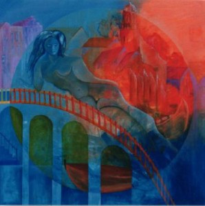 Liggend naakt op brug, Safira Liggend naakt op brug, Safira