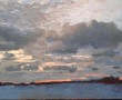 Avondlucht boven water Kunstwerk Avondlucht boven water