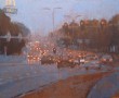 kruispunt met auto's en stoplichten Kunstwerk kruispunt met auto's en stoplichten