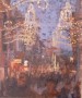 Stad met feest verlichting Kunstwerk Stad met feest verlichting