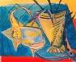 stilleven met vaas en vissen I Kunstwerk stilleven met vaas en vissen I