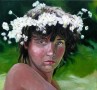 meisje met bloemen Kunstwerk meisje met bloemen