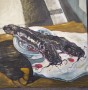 Meervallen op schaaltje Kunstwerk Meervallen op schaaltje