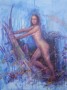 mona lisa in blauw Kunstwerk mona lisa in blauw