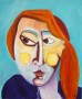 meisje met rode paardestaart Kunstwerk meisje met rode paardestaart