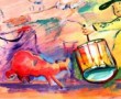 Nr 2159 Hond met trommelaar Kunstwerk Nr 2159 Hond met trommelaar