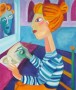 Vrouw schrijvend Kunstwerk Vrouw schrijvend