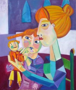 vrouw met kind en pop vrouw met kind en pop