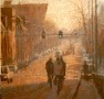 stad met fietsers Kunstwerk stad met fietsers