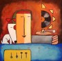 d.j met hond Kunstwerk d.j met hond