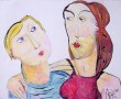 moeder en zoon Kunstwerk moeder en zoon