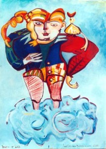 Vrouw op wolk Vrouw op wolk