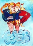 Vrouw op wolk Vrouw op wolk