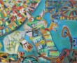 kat vogel fiets en hond Kunstwerk kat vogel fiets en hond