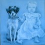 hond en kind Kunstwerk hond en kind