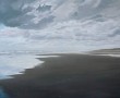 (111) strand met donkere wolken Kunstwerk (111) strand met donkere wolken
