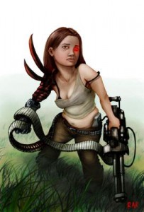 Lizzy in the grass with gatling Lizzy in the grass with gatling