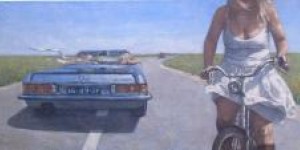 fietser en auto fietser en auto