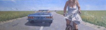 fietser en auto fietser en auto