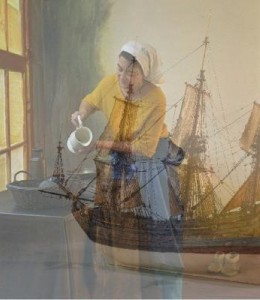 melkmeisje, een schip vaart voorbij melkmeisje, een schip vaart voorbij