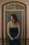 Vrouw op balkon Vrouw op balkon