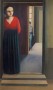 vrouw in deuropening 1 Kunstwerk vrouw in deuropening 1