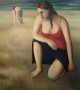 op het strand Kunstwerk op het strand
