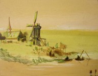Houten molen en bootjes Houten molen en bootjes