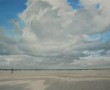 (124) wolken, strand en paaltje Kunstwerk (124) wolken, strand en paaltje