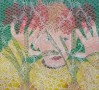 kijkend door raam Kunstwerk kijkend door raam