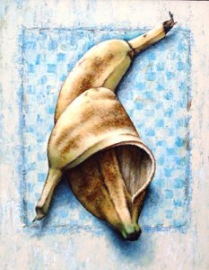 banaan op keukendoek banaan op keukendoek