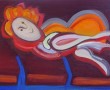 meisje op sofa I Kunstwerk meisje op sofa I