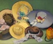Vogeltje op Nellie's hoed Kunstwerk Vogeltje op Nellie's hoed