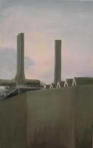 Nuon-centrale met roze lucht Nuon-centrale met roze lucht
