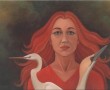 Portret met witte vogels Kunstwerk Portret met witte vogels