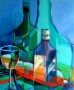 stilleven met Ballantinesfles Kunstwerk stilleven met Ballantinesfles