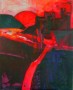 spaans landschap in rood en zwart Kunstwerk spaans landschap in rood en zwart