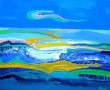 blauw landschap Kunstwerk blauw landschap