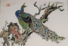 chinese penseelschildering: PAUW OP BOOMSTRONK chinese penseelschildering: PAUW OP BOOMSTRONK