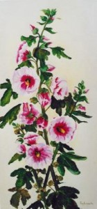 bloemstilleven:ROSE  STOKROOS bloemstilleven:ROSE  STOKROOS